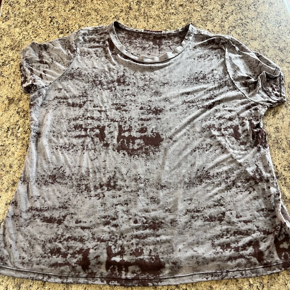 Burnout Short Sleeve Tee shirt Brown 1x soft plus